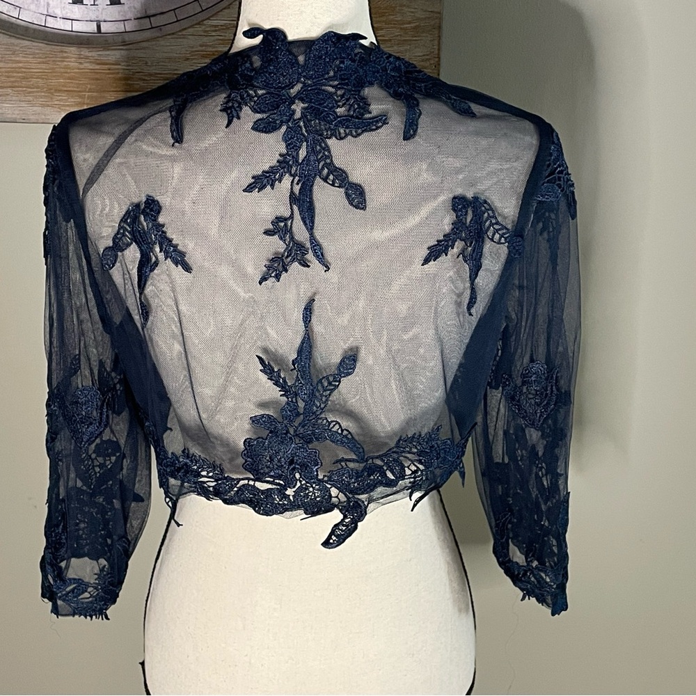 JJs House Navy Blue Lace Bolero - Picture 2 of 6